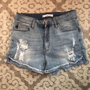 Stretchy distressed jean shorts